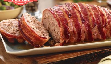 Meatloaf wrapped with bacon